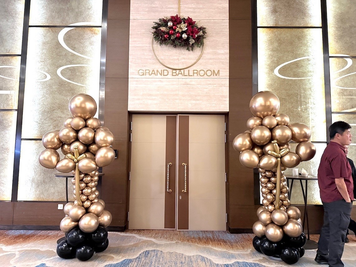 Chrome silver Balloon Decorations Singapore for corporate launch