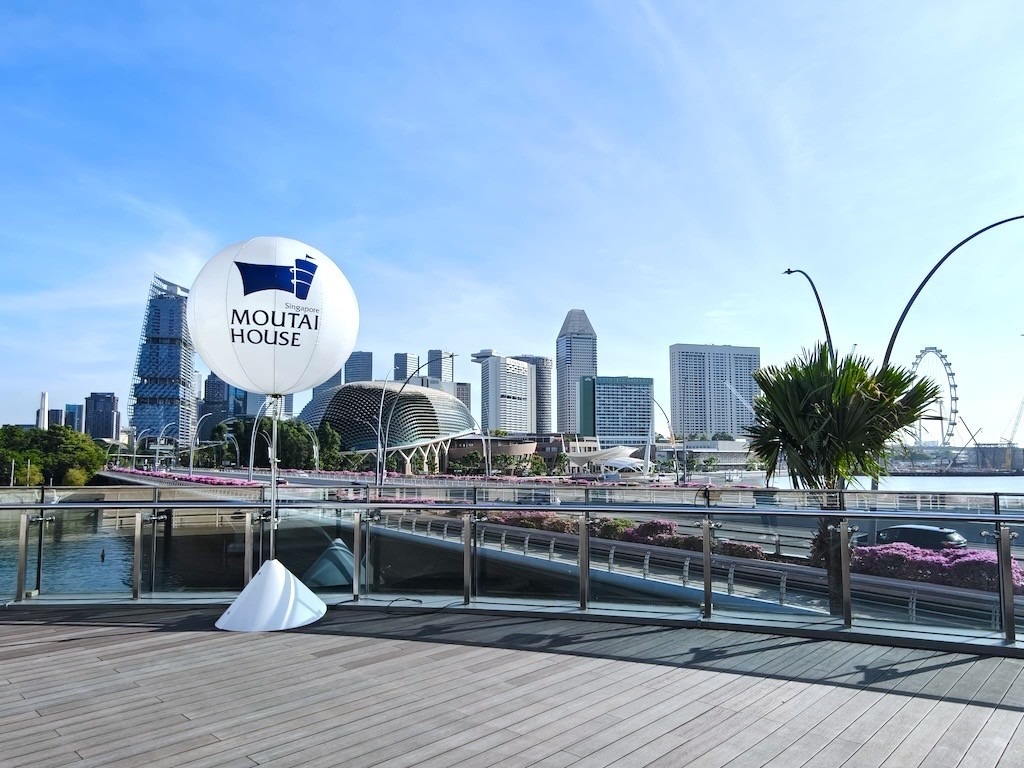 Branded advertising balloon at outdoor corporate event Marina Bay Singapore