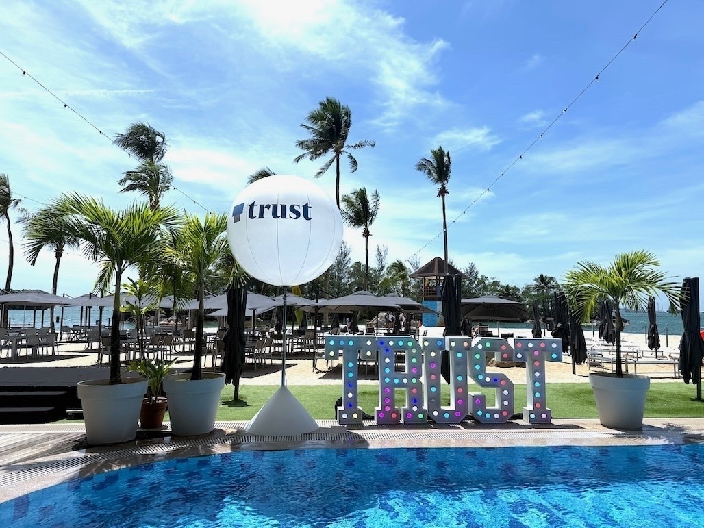 Branded Advertising Balloon Singapore at poolside corporate event