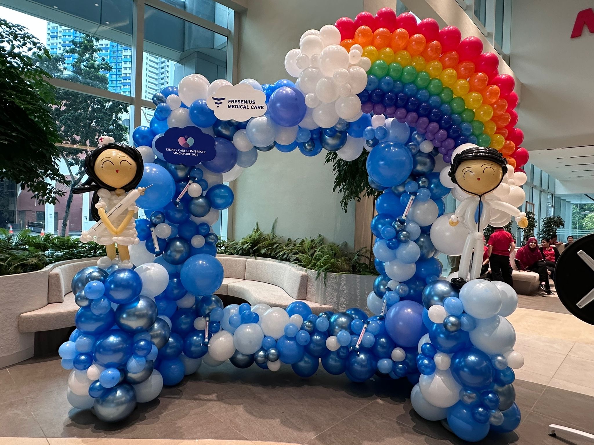 Colourful balloon arch event decorations Singapore