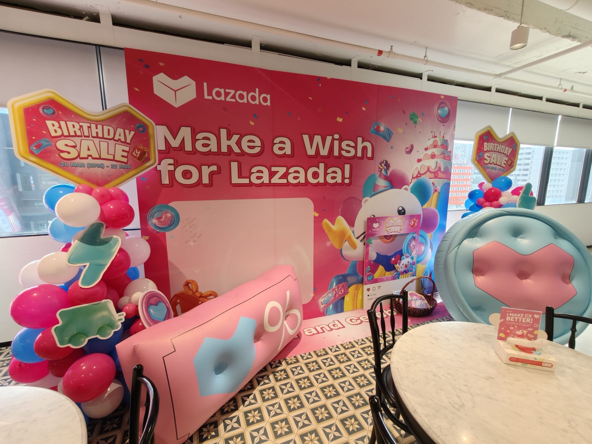 Lazada birthday sale organic Balloon Decorations Singapore corporate event