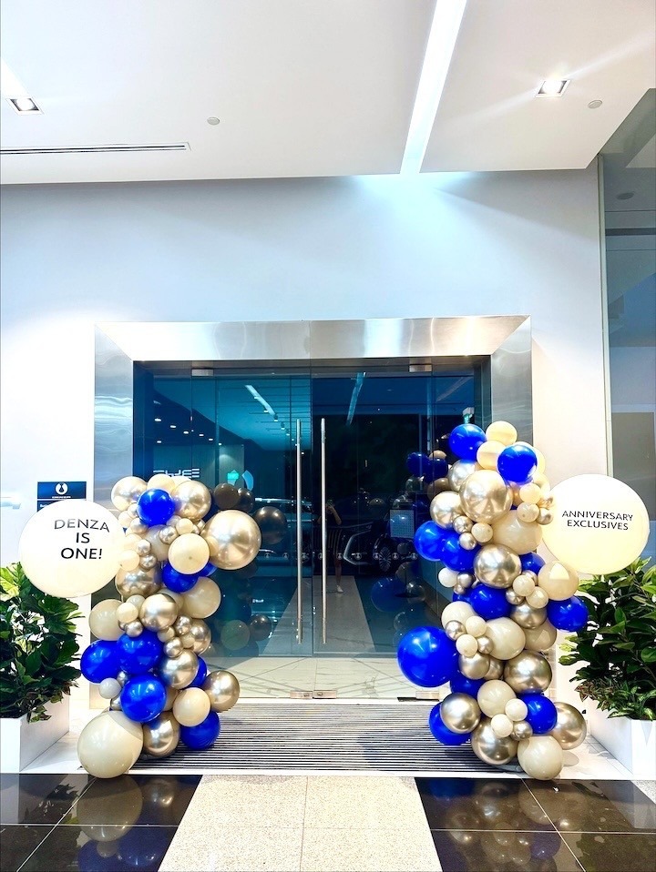 Organic balloon arch and columns corporate anniversary entrance Balloon Decorations Singapore