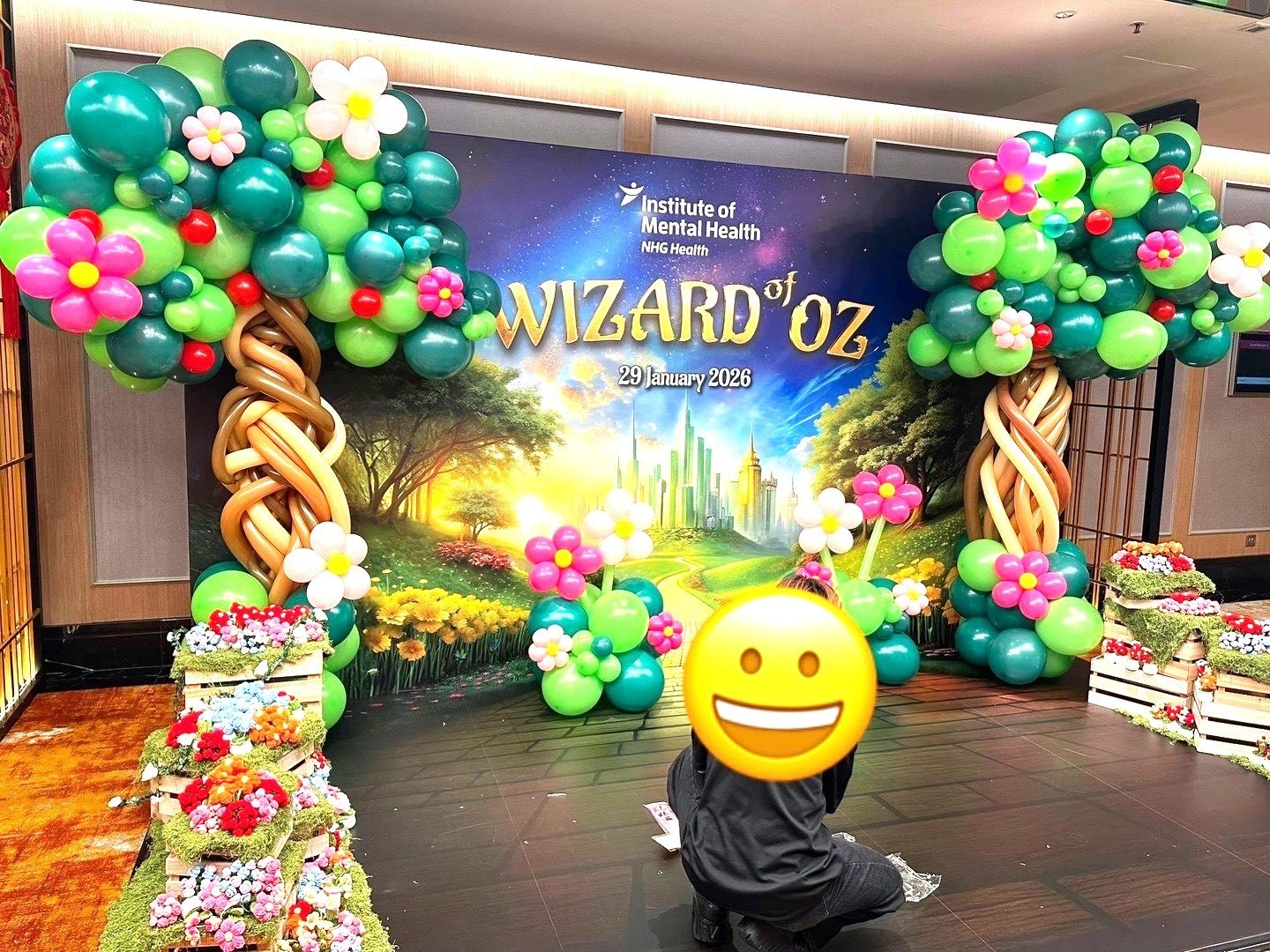Wizard of Oz themed balloon tree arch for corporate event in Singapore