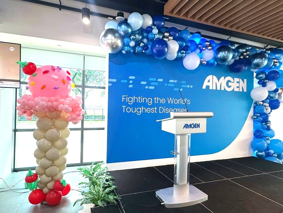Organic balloon arch corporate event stage decoration Singapore