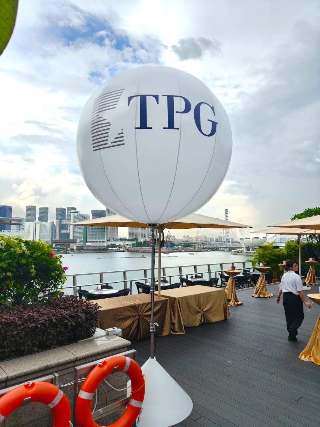 Branded advertising balloon at corporate event Marina Bay Singapore
