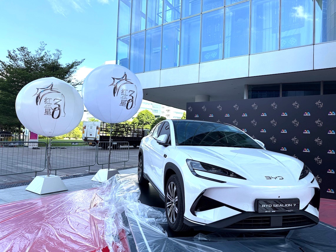 Branded advertising balloons at car launch event Singapore