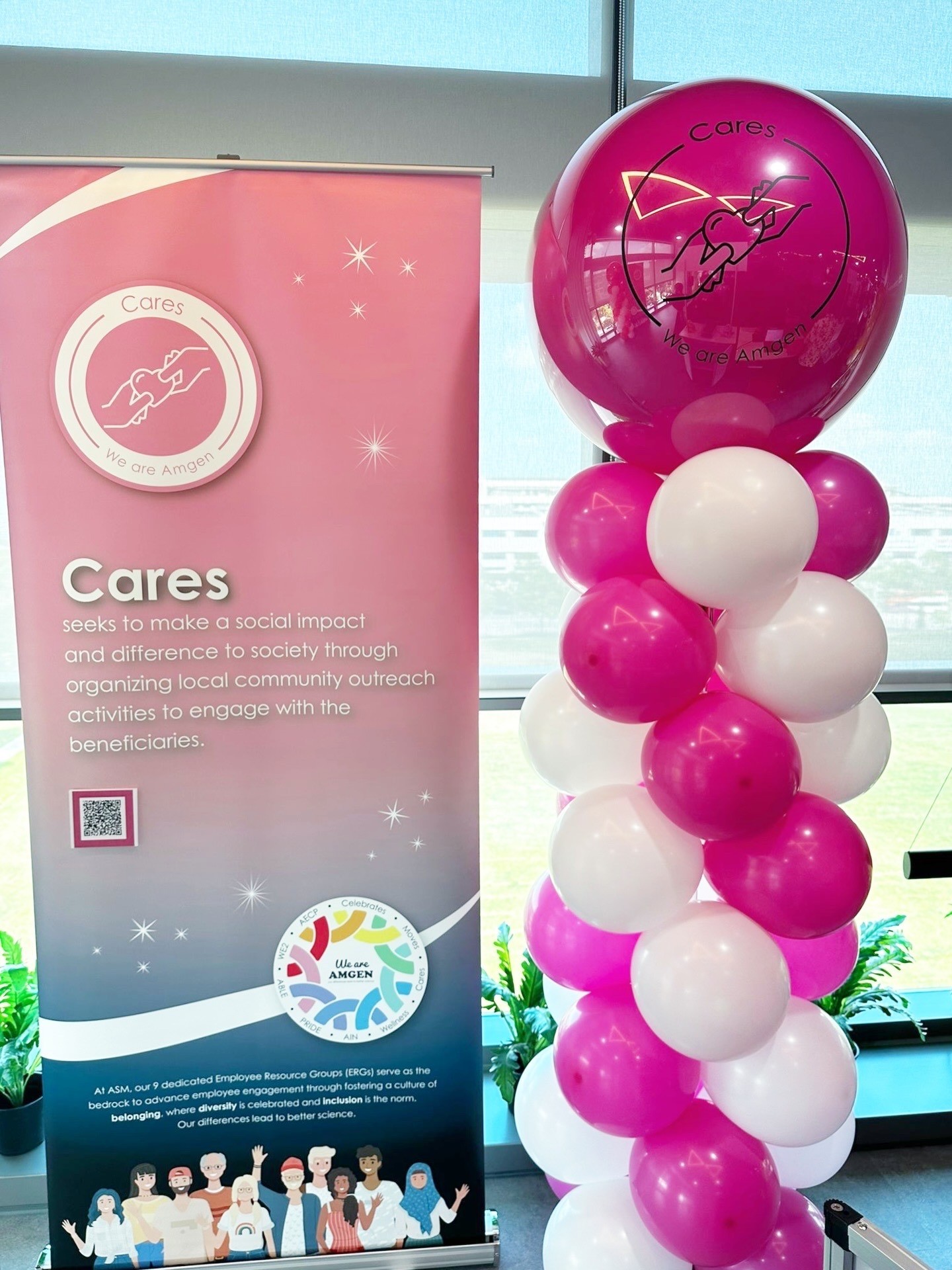 Custom branded balloon column at corporate event Singapore