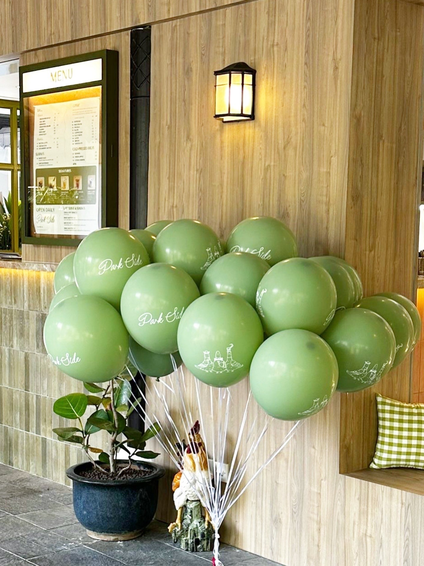 Custom printed helium balloons for a cafe opening in Singapore