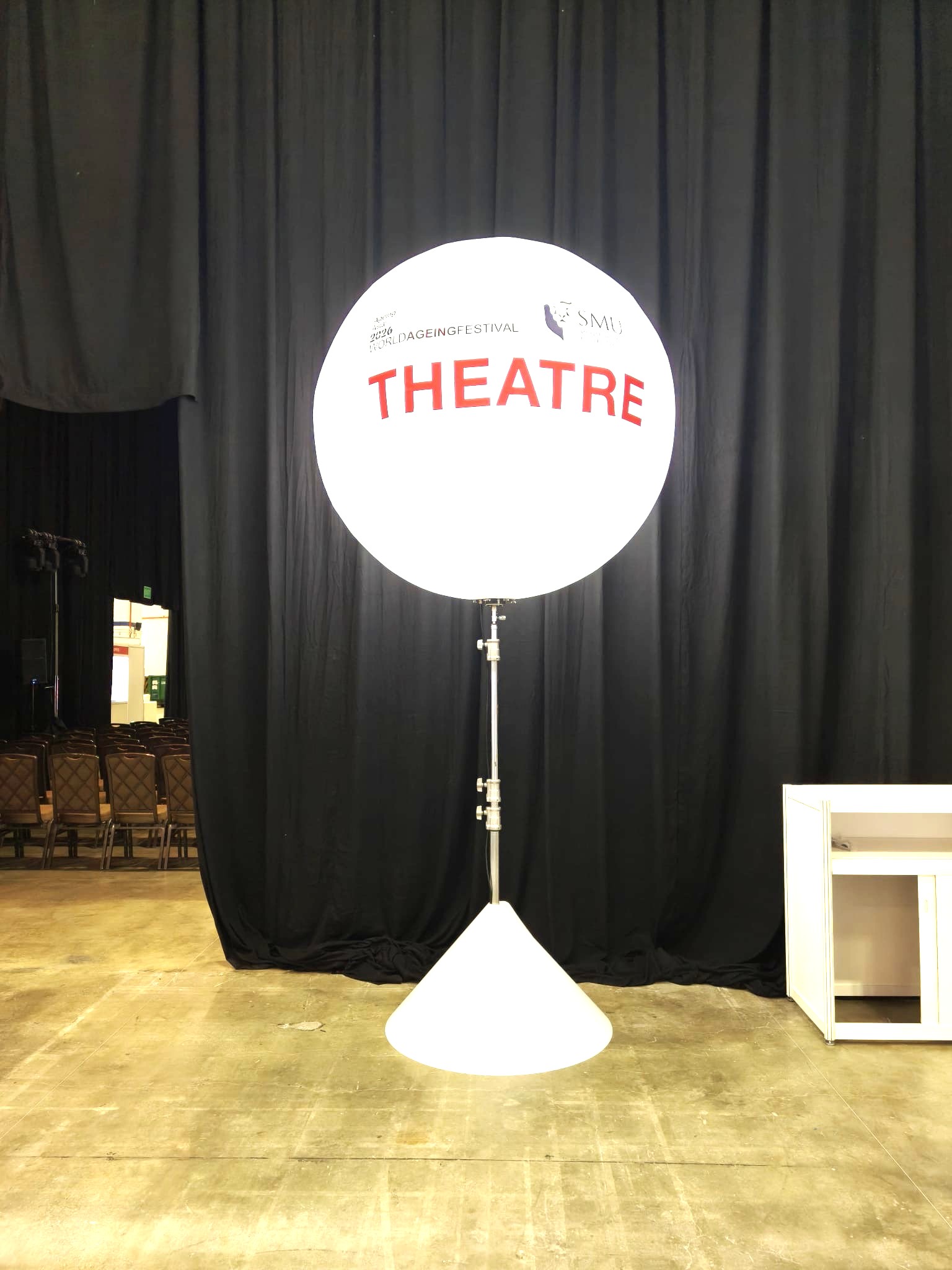 Lighted balloon stand with corporate signage rental in Singapore