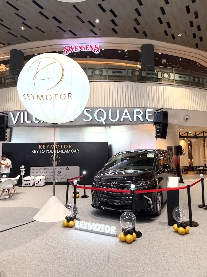 Advertising balloon at car launch event inside a Singapore mall