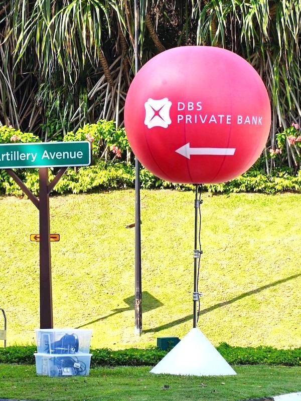 Branded advertising balloon at DBS corporate event in Singapore